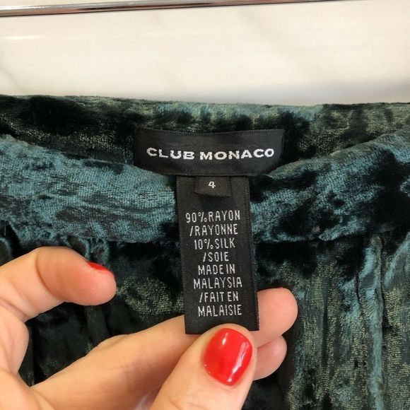 Club Monaco Silk Rayon Velvet Skirt Dark Emerald Green Size 4 - Picture 4 of 7